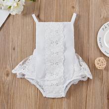 0-24M Cute Newborn Baby Girl Sleeveless Backless White Lace Romper Jumpsuit One Pieces Summer Clothes 2024 - buy cheap