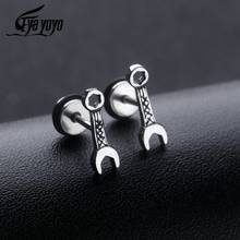 EyeYoYo Cast Wrench Ear Studs Men's Titanium Steel Nightclub Hip Hop Earrings 2024 - buy cheap