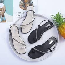 Low Sandals Woman Leather Flip Flops Platform Large Size Strappy Heels Female Shoe Low-heeled Corrective Big Comfort Flat Rhines 2024 - buy cheap