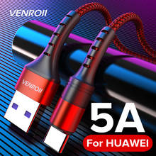Кабель Venroii 5A USB Type C для Huawei Mate 20 Pro P20 Lite Supercharge USBC, кабель быстрой зарядки Type-C для Huawei P30 Pro 2024 - купить недорого