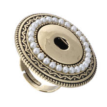 Anéis com botão de pressão redondo e grande, joia de bronze de 18mm para mulheres e homens tamanho ajustável 2024 - compre barato