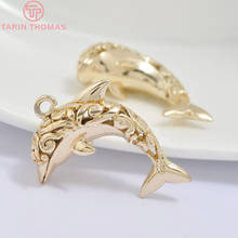 6PCS 30*20mm 24K Champagne Gold Color Plated Brass Dolphin Charms Pendants High Quality Diy Jewelry Accessories 2024 - buy cheap