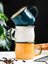 Minimalist Solid Coffee Mug High Capacity Creative Enamel Mug with Handle Japan Office Coffee Milk Mug Water Bottle Handmade New 2024 - buy cheap