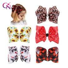 CN 6.5" Red Plaid Hair Bows With Clips For Girls Kids Amoeba Printed Hair Clips Hairgrips Christmas Hair Bow Hair Accessories 2024 - buy cheap