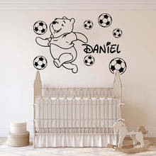 Custom Name Winnie The Pooh Soccer Wall Sticker Fashion Cute Cartoon Beer Decor Room Decoration Kids Personalize Name Decor W765 2024 - buy cheap