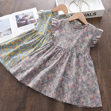 Vestido floral retrô com mangas voadoras, vestido de princesa coreano para meninas, estilo pastoral, roupa bebê orla, verão 2021