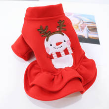 2019 Winter Christmas Snowman Pet Dog Clothes Dress Cotton Woolen Skirt Princess Warm Clothing For Small Dogs Apparel Supplies 2024 - buy cheap