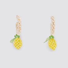 ZA Earring 2020 Female Fashion Handmade Beaded Yellow Pineapple Dangle Earrings For Women C Shape Pearl Drop Earring Jewelry 2024 - buy cheap