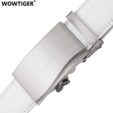WOWTIGER Men High Quality Automatic buckle 3.5cm width white Genuine Leather belts for men Luxury brand designer belt 2024 - buy cheap