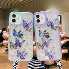 LOVECOM-funda de teléfono con mariposas brillantes para iPhone, carcasa suave acrílica con marco caramelo para iPhone 13, 12, 11 Pro Max, XS Max, XR, X, 7, 8 Plus 2024 - compra barato