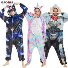 Winter Unicorn Pajamas Adults Sleepwear Kigurumi Stitch Panda Pyjamas Women Onesies Anime Hooded Costume Jumpsuit Licorne Pajama 2024 - buy cheap