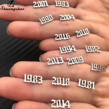 Shuangshuo-pendientes de tuerca de acero inoxidable para mujer y niña, aretes de año de cumpleaños, 1998 a 2020, moda 2024 - compra barato