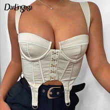 Darlingaga Fashion Hook Corset Crop Tops Women Bodycon White Sexy Bustier Top Backless Zipper Tank Women Sleeveless Cropped Vest 2024 - buy cheap