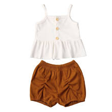 Ropa de verano para niña pequeña, Vestido con tirantes, Tops, pantalones cortos, trajes de 2 piezas 2024 - compra barato