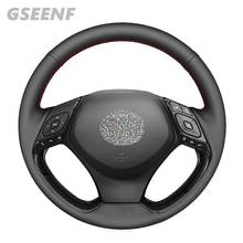 Steering Wheel Cover Hand-stitched Black Genuine Leather Car Steering Wheel Covers For Toyota C-HR CHR 2016-2019 Izoa 2018 2019 2024 - buy cheap