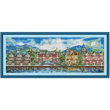 European town scenery pattern Counted Cross Stitch 11CT 14CT 18CT DIY Chinese Cross Stitch Kits Embroidery Needlework Sets 2024 - buy cheap