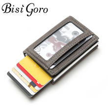 BISI GORO Anti-theft Clutch Wallet Single Box Men Women 2021 Money RFID Blocking Card Holder Business Pop-up Aluminum PU ID Case 2024 - buy cheap