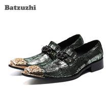 Batzuzhi British Style Men Shoes Handsome Men Leather Dress Shoes Gold Iron Toe Business, Party and Wedding Shoes Men Erkek Ayak 2024 - buy cheap