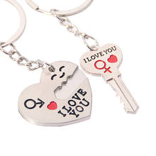 Llavero con letras "I LOVE YOU" para parejas, anillos de bloqueo de anillo, cadena de llaves de amor para amantes, regalos para el Día de San Valentín, 1 par 2024 - compra barato