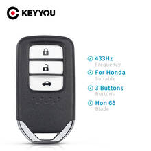 Keyyou-chave de carro inteligente remota kr5v2x, para honda jazz, crv, pilot, accord civic fit, free hrv 2014, 2017, 3 botões, 433mhz, chip id47 2024 - compre barato