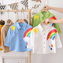 Children's Clothing Boys Cotton Long Sleeve Shirt 2022 Spring Autumn Clothing Baby Boys Girl Single Breasted Lapel Rainbow Top 2024 - buy cheap