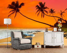 Papel de parede Beach sunset view natural landscape 3d wallpaper,living room tv bedroom wall papers home decor bar mural 2024 - buy cheap