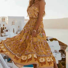 Happie Queens Vintage Floral Print Tassel Strap Maxi Dress Women Fashion Drawstring Beach Boho Sundress 2024 - buy cheap