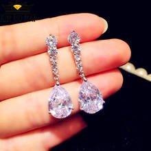 Fashion Female Crystal Water Super Shiny Earrings 925 Silver White Stone Earrings Boho Wedding Jewelry Long Earrings 2024 - buy cheap