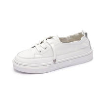 Zapatos blancos informales de cuero para mujer, zapatillas salvajes de fondo plano, transpirables, de tendencia, de verano, 2019 2024 - compra barato