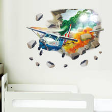 Adesivo de parede avião vívido 3d, adesivo de decoração para quartos infantis, para sala de estar, quarto 2024 - compre barato