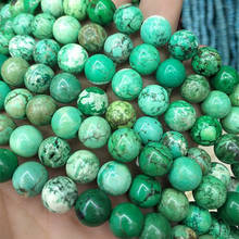 1 cuerda natural verde turquesa perlas bola redonda piedra aullita cuerdas tamaño 8mm 10mm 12mm nueva llegada piedra preciosa natural buena 2024 - compra barato