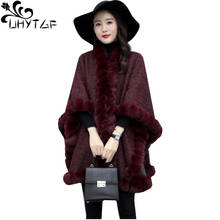 Uhytgf casaco de lã feminino, casaco de outono inverno da moda com manga morcego, capa feminina elegante, capa quente de veludo plus size 1272 2024 - compre barato