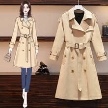 Large Size Women's Windbreaker Lapel Belt Spring Loose Double-Breasted Trench Coats Temperament Coat Waist long windbreaker Z588 2024 - buy cheap