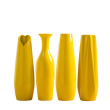 Yellow Color Ceramic Vase Room Decor Big Size Flower Porcelain Modern Fashion Tabletop Home Wedding Christmas Decoration R2431 2024 - buy cheap