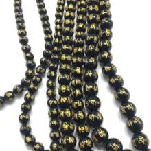 Junkang 8mm/10mm/12mm Buddhist six-character motto black rosary tassel jewelry making DIY handmade necklace bracelet 2024 - buy cheap