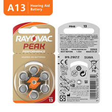 60 PCS Rayovac PEAK High Performance Hearing Aid Batteries. Zinc Air 13/P13/PR48 Battery for BTE Hearing aids. Free Shipping! 2024 - buy cheap