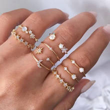 Conjunto de anillos de nudillos Vintage para mujer, anillos Crsytal bohemios de luna y estrella, accesorios de joyería de Color dorado, 2020 2024 - compra barato