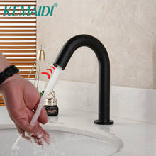 KEMAIDI Matte Black Hand Touch Tap Automatic Inflated Sensor Faucet Crane Deck Mounted Bathroom Basin Sink Faucet Hot & Cold 2024 - buy cheap