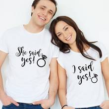 Said Yes Couple Matching White T-shirt Aesthetic Harajuku Lover T Shirts Bride Wedding Party Couples Slogan Tees Tops Clothing 2024 - buy cheap
