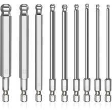 Pontas de chave de fenda magnética, 9 peças, pontas hexagonais de liga de aço s2, 100mm de ponta magnética longa 2024 - compre barato