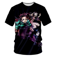 Camiseta con estampado de demon Slayer para hombre y mujer, camisa con estampado de kimetsu no infantil en 3D, juvenil, animación japonesa, novedad 2024 - compra barato