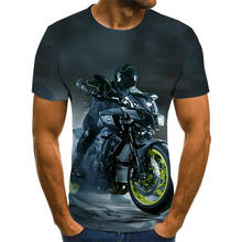 Camiseta con estampado 3D de motocicleta para hombre, Camiseta con estampado de gráficos de carreras geniales, tops de moda de verano, camiseta punk para hombre, ropa de calle de talla grande 2024 - compra barato