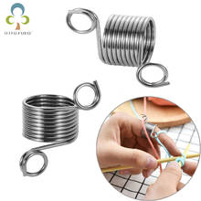 2Pcs 2 Size Ring Type Knitting Tool Finger Wear Thimble Yarn Spring Guides Stainless Steel Needle Thimble Sewing Accessories ZXH 2024 - buy cheap