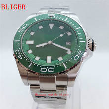 BLIGER-reloj mecánico de moda para hombre, pulsera de acero con indicador de fecha, esfera verde, 43mm, mecanismo MIYOTA 2024 - compra barato