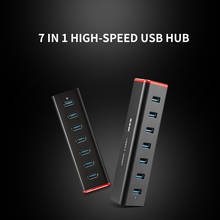 SSK-Hub USB 3,0 con 7 puertos, interfaz de alimentación Micro USB 3,0, tipo B, para teléfono, ordenador, enchufe de EE. UU., Pendrive 2024 - compra barato