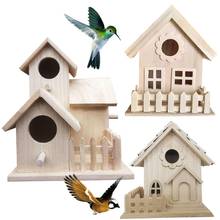 Lindo criativo pássaro de madeira criativa casa gaiola caixa de parede gaiola de papagaio casa jardim varanda pingente decoração 2024 - compre barato