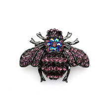 Free Shipping 50mm Rhinestone dark purple bee Brooch Insect Brooch For clothes decoration 2024 - buy cheap