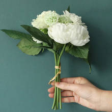 Свадебный букет Роза, Георгин, искусственный цветок, падающий, движущийся, Искусственный лист, цветок невесты, удерживающий цветок, свадебное украшение для дома 2024 - купить недорого