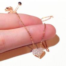 New Sweet  Sale Simple Fashion Jewelry 925 Sterling Silver&Rose Gold Fill Pave CZ Crystal Heart Pendant Women Clavicle Necklace 2024 - buy cheap