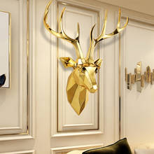 Estátua de cervo grande para decoração de casa, animal, escultura abstrata, decoração de parede, acessórios de decoração, arte, decoração de resina, mural de sala de estar, presente 2024 - compre barato
